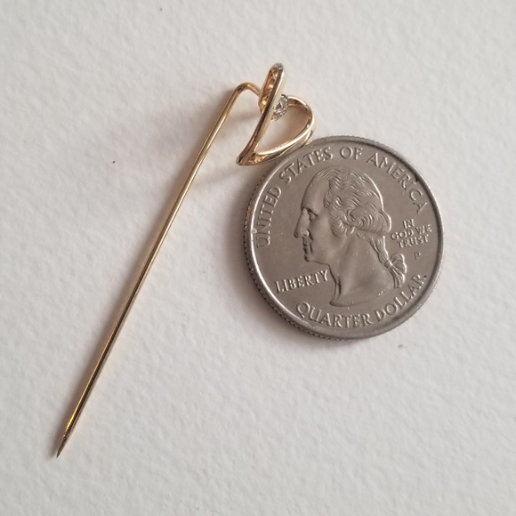 Vintage heart stickpin outline gold tone lapel cravat - Picture 8 of 8